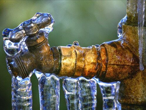 Frozen outdoor spigot
